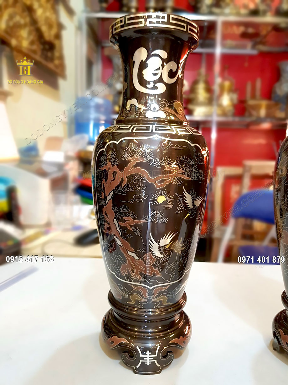 Lọ hoa chữ lộc khảm ngũ sắc v&ocirc; c&ugrave;ng tinh xảo